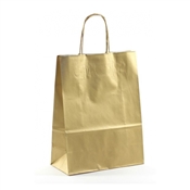 Papírová taška 180x80x220 mm zlatá / 25 kusů / kroucené ucho