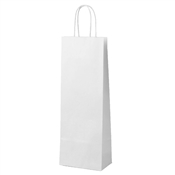 Papírová taška na víno 140x80x390 mm bílá / 25 kusů / kroucené ucho 