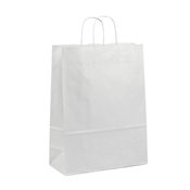 Papírová taška 190x80x210 mm bílá / 25 kusů / kroucené ucho
