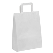 Papírová taška s plochým uchem bílá 220x100x280 mm 