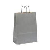 Dárková papírová taška 240x110x310 mm STŘÍBRNÁ / kroucené ucho
