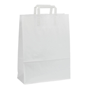 Papírová taška 260x140x320 mm bílá / 25 kusů / ploché ucho