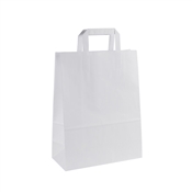 Papírová taška s plochým uchem bílá 260x120x350 mm