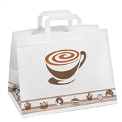 Papírová taška na menu box 260x175x245 mm / bílá potisk Moka / 25 kusů