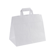 Papírová taška s plochým uchem bílá 320x200x280 mm