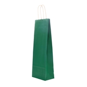  Papírová taška na víno 140x80x390 mm tmavě zelená / kroucené ucho