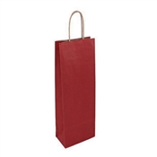 Papírová taška na víno 140x80x390 mm tmavě červená / kroucené ucho