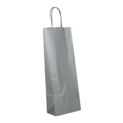 Papírová taška na víno 140x80x390 mm stříbrná / kroucené ucho