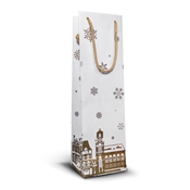 Luxusní vánoční taška na víno 120x90x400 mm s reliéfní zlatou ražbou