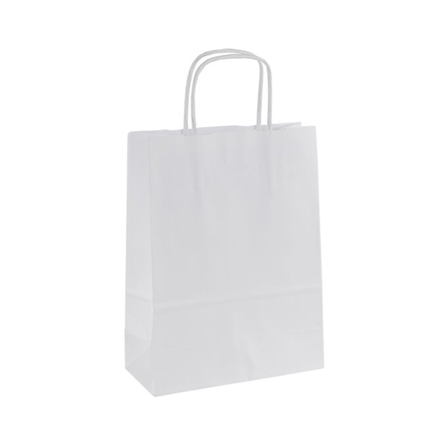 Papírová taška s krouceným uchem bílá 180x80x240 mm 