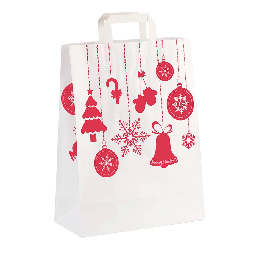 Papírová taška vánoční 320x140x420 mm / potisk ozdoby
