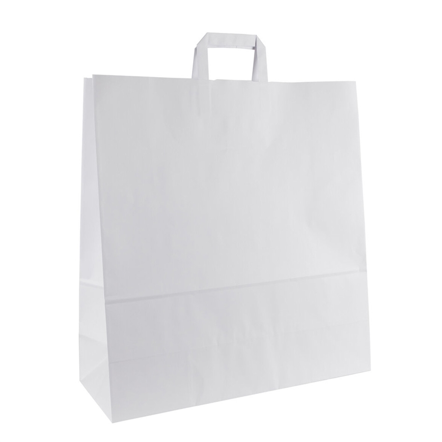 Papírová taška s plochám uchem bílá 450x170x480 mm