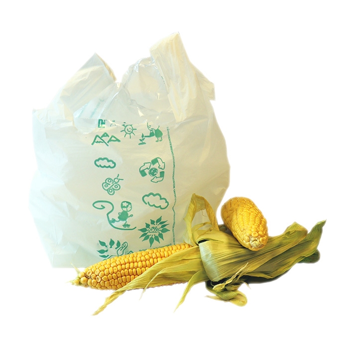 Kompostovatelné tašky 28+14x50 cm/ 50 ks / bílá + potisk