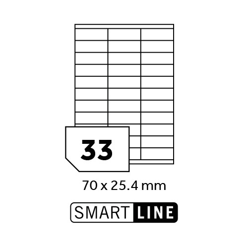SMART LINE samolepicí etikety 70x25,4 mm / 100 archů A4