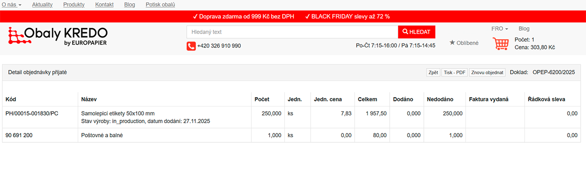 stav objednávky u obalů s vlastním potiskem