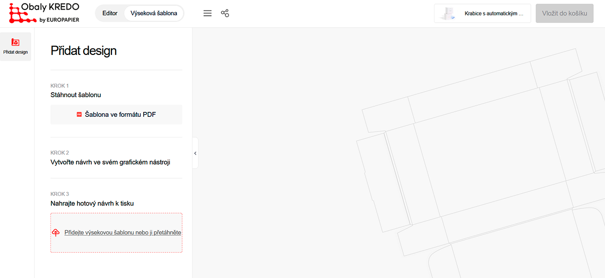 náhled výseku pro obaly s vlastním potiskem